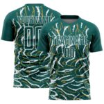 Custom Midnight Green White Curved And Wavy Lines Sublimation Soccer Uniform Jersey